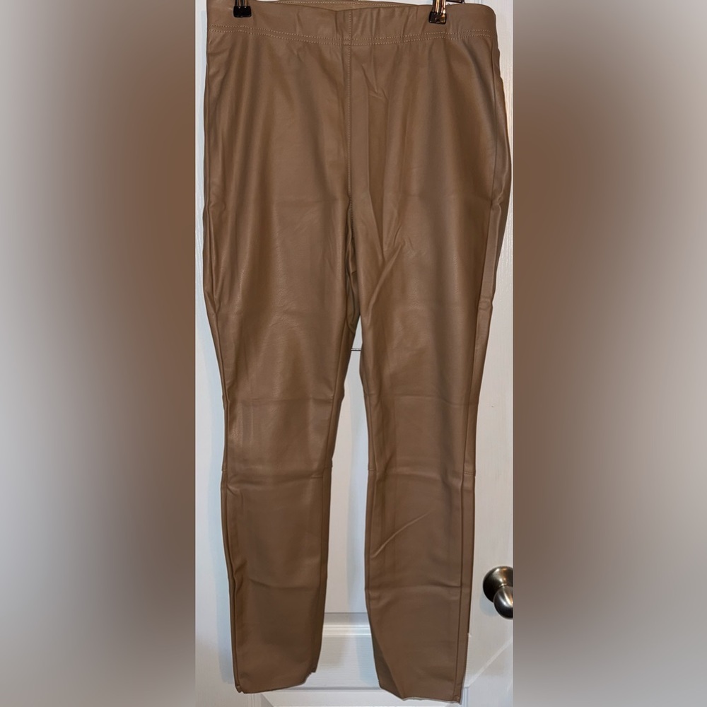 H&M Tan Vegan Leather Faux Leather Pants NWT Size 10